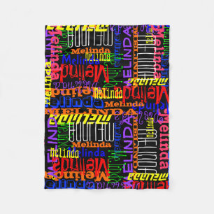 Personalized Custom Name Collage Black/Colourful Fleece Blanket
