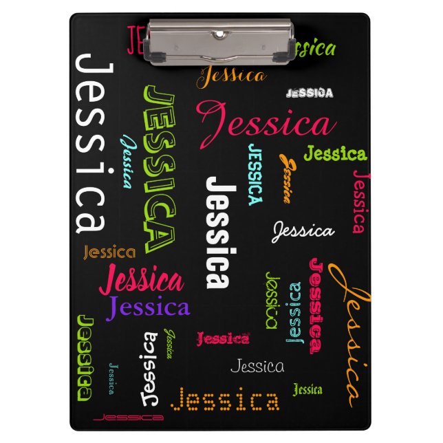 Personalized Custom Name Collage Bright Neon Clipboard (Front)