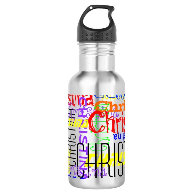 Personalized Custom Name Collage Colourful 710 Ml Water Bottle (Front)