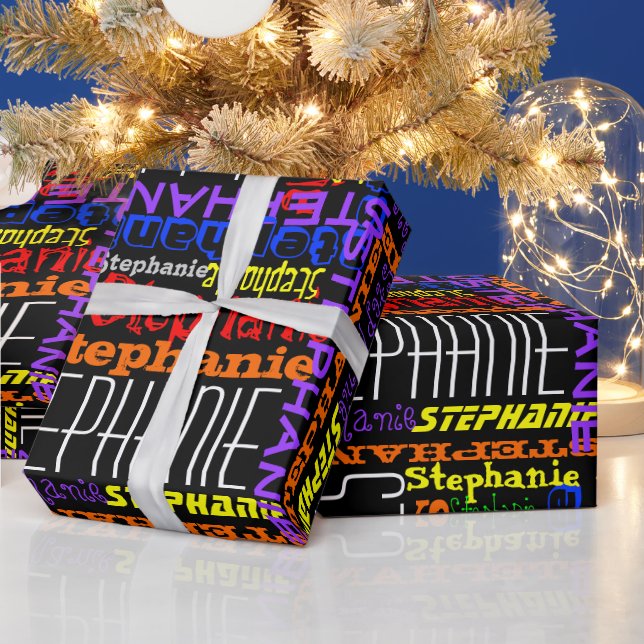 Personalized Custom Name Collage Colourful Birthda Wrapping Paper (Holidays)