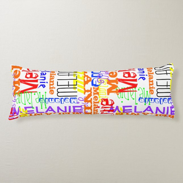 Personalized Custom Name Collage Colourful Body Pillow (Front)