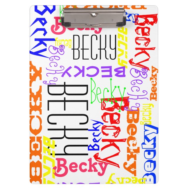 Personalized Custom Name Collage Colourful Clipboard (Front)