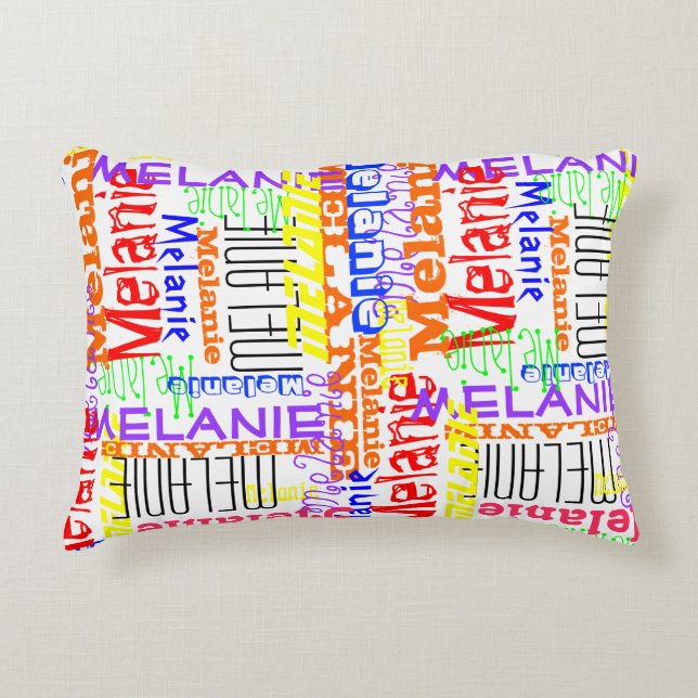 Personalized Custom Name Collage Colourful Decorative Pillow (Front)