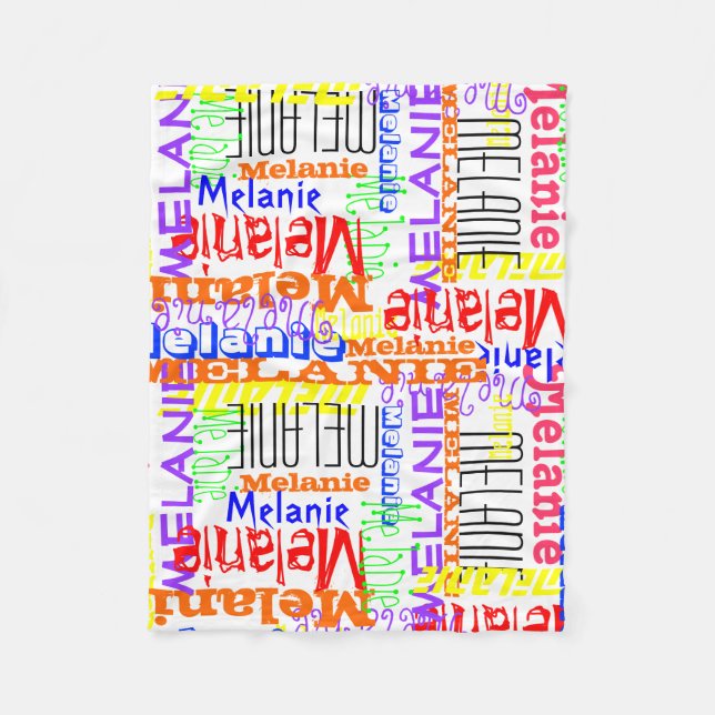 Personalized Custom Name Collage Colourful Fleece Blanket (Front)