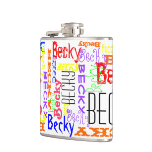 Personalized Custom Name Collage Colourful Hip Flask