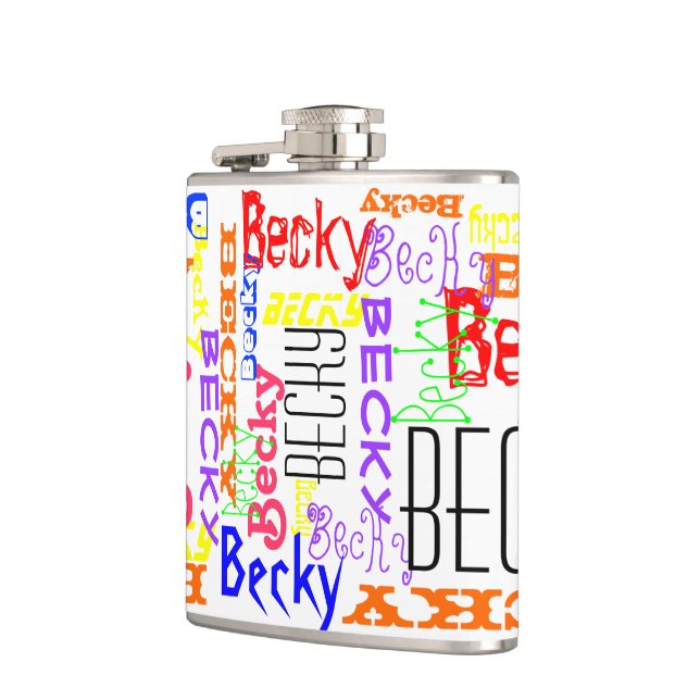 Personalized Custom Name Collage Colourful Hip Flask (Left)