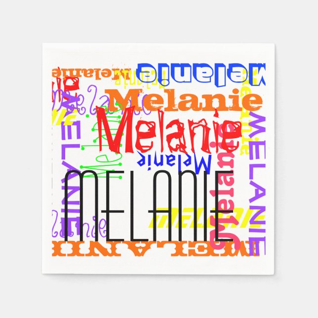 Personalized Custom Name Collage Colourful Napkin (Front)