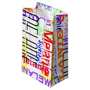 Personalized Custom Name Collage Colourful Small Gift Bag