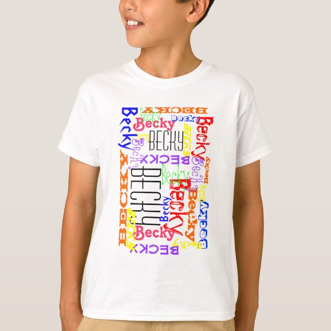 Personalized Custom Name Collage Colourful T-Shirt (Front)