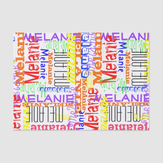Personalized Custom Name Collage Colourful Tissue Paper (Front)