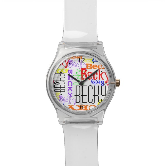 Personalized Custom Name Collage Colourful Watch (Close Up)