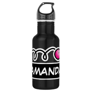 Personalized custom name cute pink bowling ball 532 ml water bottle