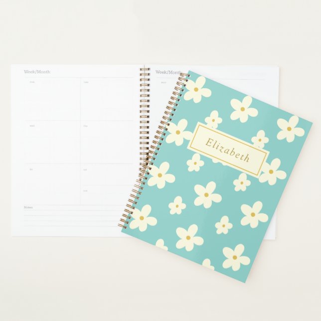 Personalized Custom Name Daisy Floral Cute Flowers Planner (Display)