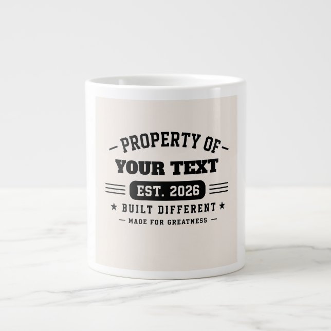 Personalized Custom Name Design – Minimal Modern T Large Coffee Mug (Front)