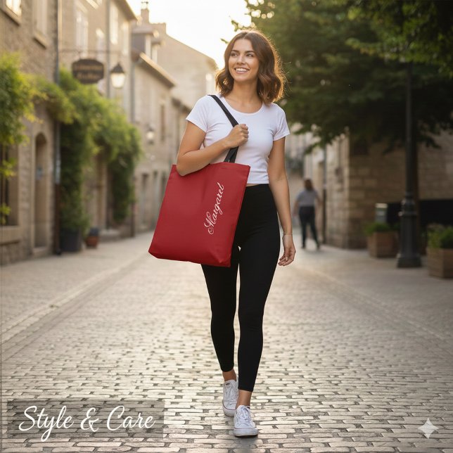 Personalized Custom Name Designer Christmas Red Tote Bag (Personalized Custom Name Designer Christmas Red Tote Bag)