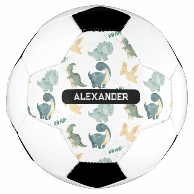 Personalized Custom Name Dinosaur Soccer Ball (Front)