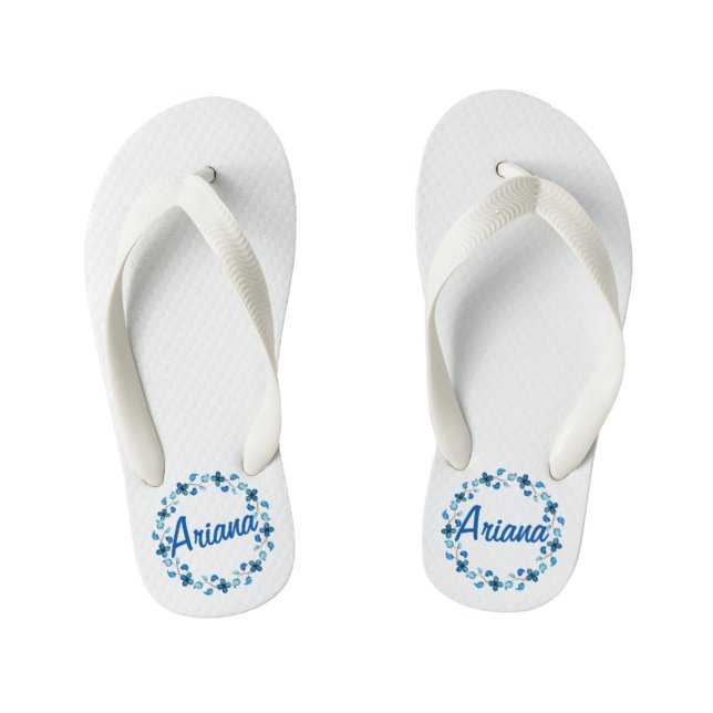Personalized Custom Name Floral Wreath Flip Flops (Footbed)