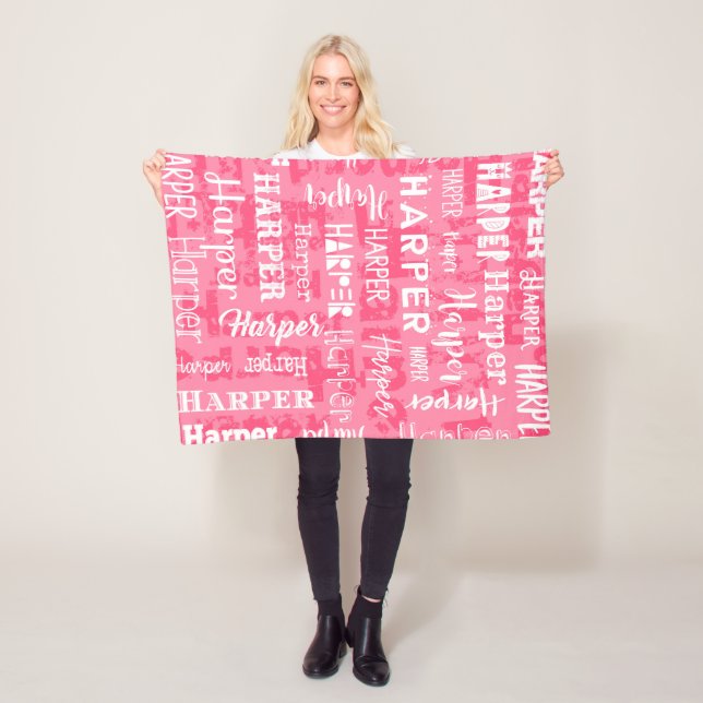 Personalized Custom Name for Harper Pink Fleece Blanket (In Situ)