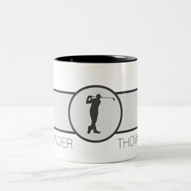 Personalized Custom Name Golfer Two-Tone Coffee Mug (Center)