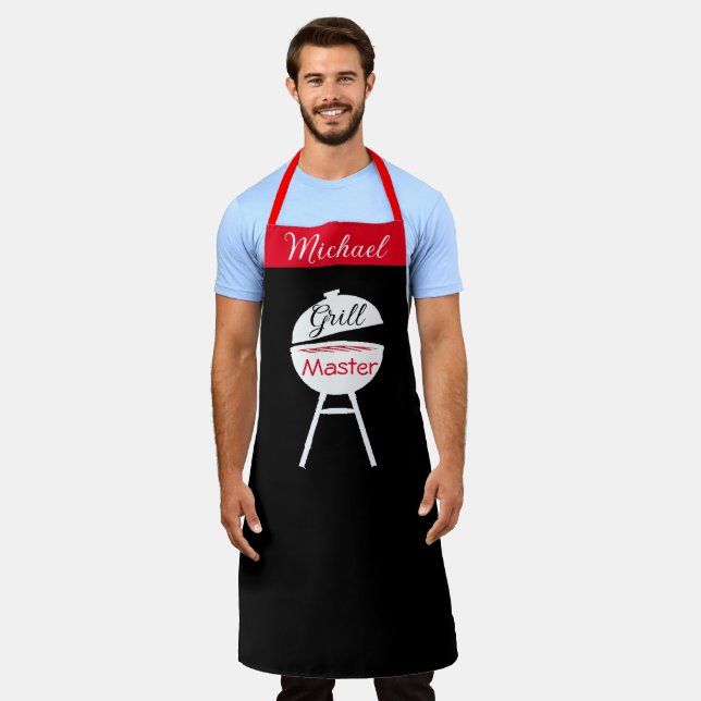 Personalized Custom Name Grill Chef Men's  Kitchen Apron (Worn)
