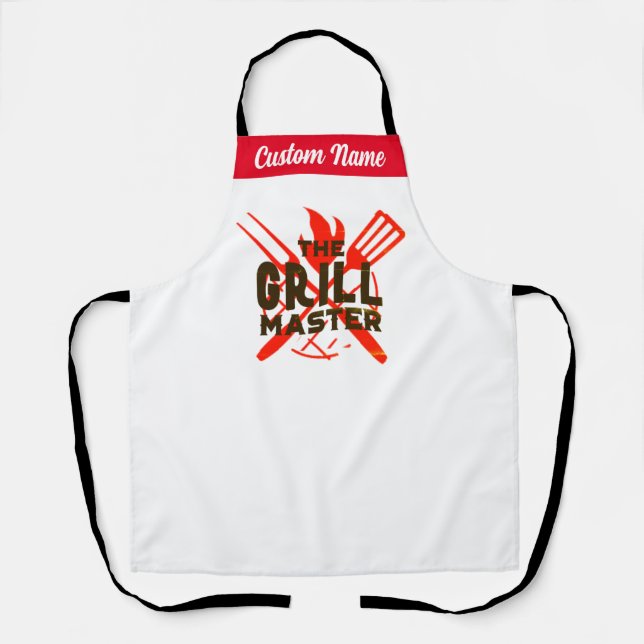 Personalized Custom Name Grill Master Mens Womens Apron (Front)