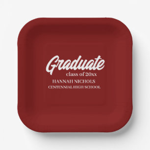 Personalized Custom Name Modern Script Graduation Paper Plate