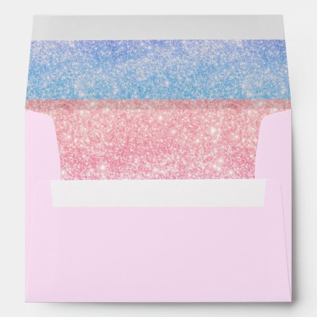 Personalized Custom Name Monogram Wedding Pink. Envelope (Back (Bottom))