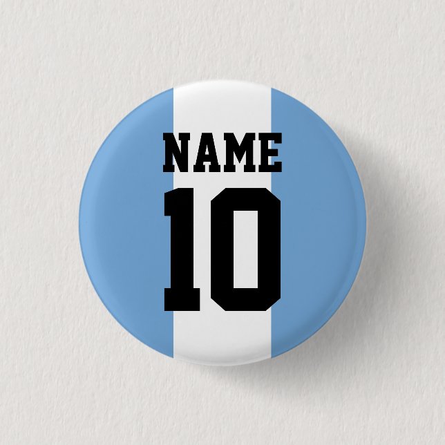 Personalized custom name & number Argentina Flag 1 Inch Round Button (Front)