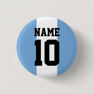 Personalized custom name & number Argentina Flag 1 Inch Round Button