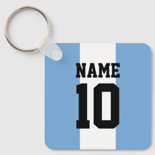 Personalized custom name & number Argentina Flag Keychain