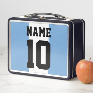 Personalized custom name & number Argentina Flag Metal Lunch Box