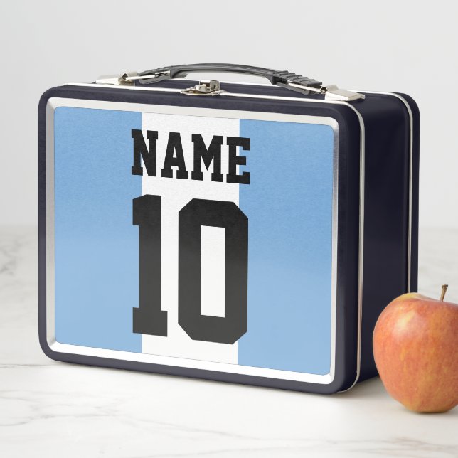 Personalized custom name & number Argentina Flag Metal Lunch Box (In Situ)