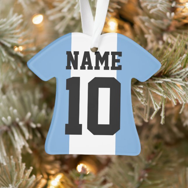 Personalized custom name & number Argentina Flag Ornament (Tree)