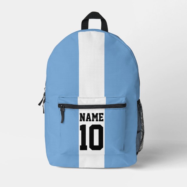 Personalized custom name & number Argentina Flag Printed Backpack (Front)