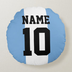 Personalized custom name & number Argentina Flag Round Pillow