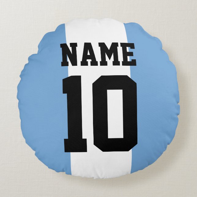 Personalized custom name & number Argentina Flag Round Pillow (Front)