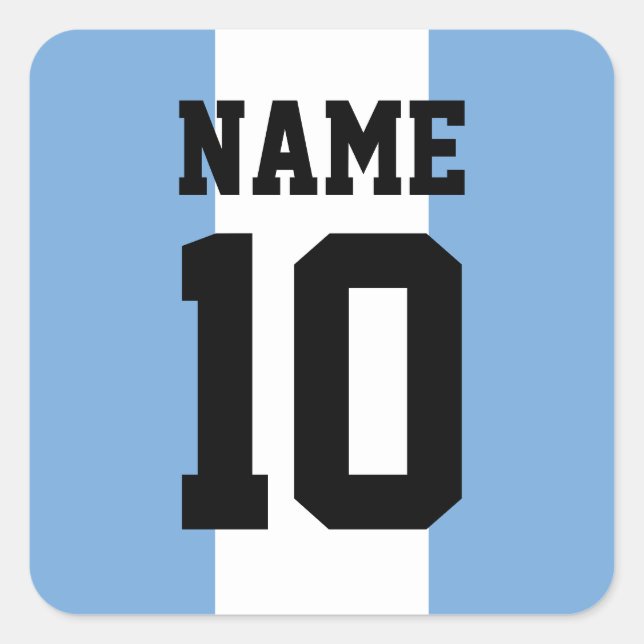 Personalized custom name & number Argentina Flag Square Sticker (Front)