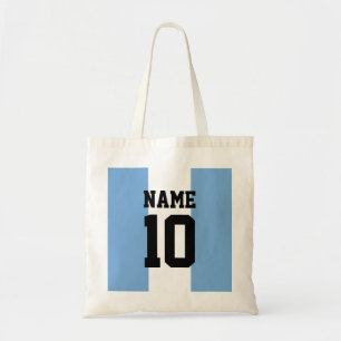 Personalized custom name & number Argentina Flag Tote Bag