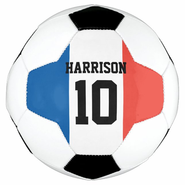 Personalized custom name & number Flag of France Soccer Ball (Front)