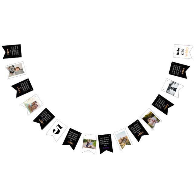 Personalized Custom Name Photo Stylish Modern. Bunting Flags (All)