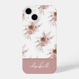 Personalized Custom Name Pink Floral iPhone 14 Case