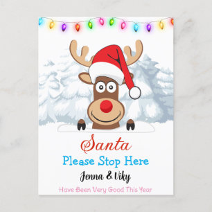 Personalized Custom Name - Santa Please Stop Here Postcard
