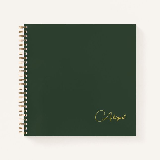Personalized Custom Name Script Emerald Green  Notebook (Front)