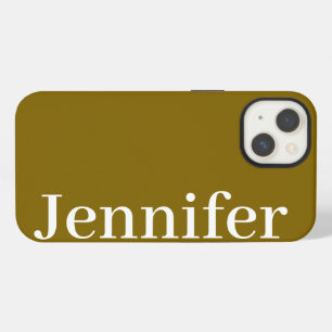 Personalized Custom Name Simple Elegant Brown iPhone 13 Case