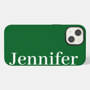 Personalized Custom Name Simple Elegant Dark Green iPhone 13 Case