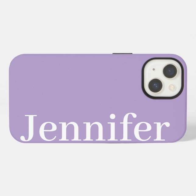 Personalized Custom Name Simple Elegant Lavender iPhone Case (Back Horizontal)