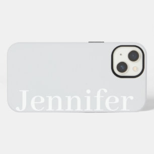 Personalized Custom Name Simple Elegant Light Grey iPhone 13 Case