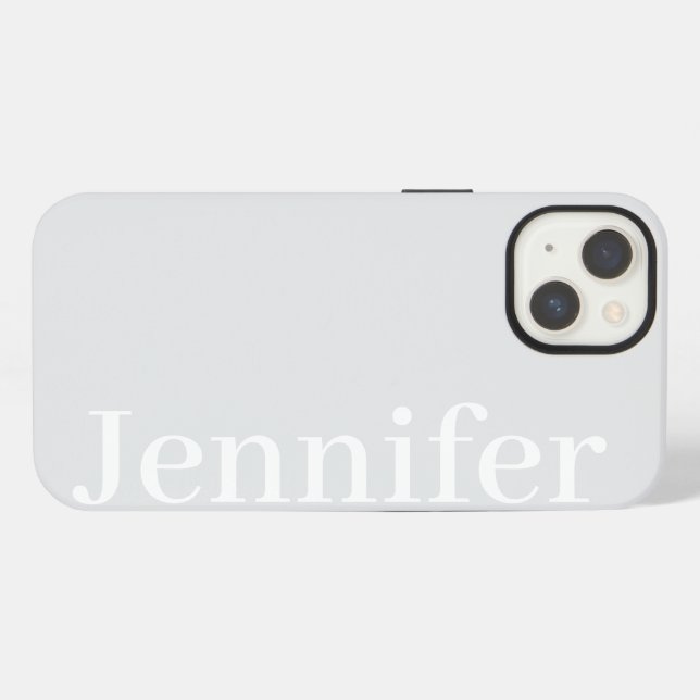 Personalized Custom Name Simple Elegant Light Grey iPhone Case (Back Horizontal)