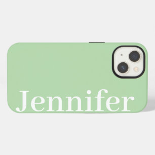 Personalized Custom Name Simple Elegant Pale Green iPhone 13 Case