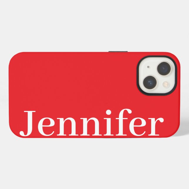 Personalized Custom Name Simple Elegant Red Colour iPhone Case (Back Horizontal)